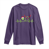 Funny Christmas Pickleball Heartbeat Santa Hat Long Sleeve Shirt - Wonder Print Shop