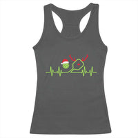Funny Christmas Pickleball Heartbeat Santa Hat Racerback Tank Top - Wonder Print Shop
