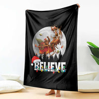 Funny Bigfoot Christmas Throw Blanket Believe Santa Sasquatch Xmas Reindeer Sleigh - Wonder Print Shop