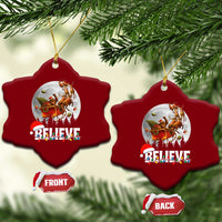 Funny Bigfoot Christmas Ceramic Ornament Believe Santa Sasquatch Xmas Reindeer Sleigh - Wonder Print Shop