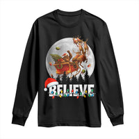 Funny Bigfoot Christmas Long Sleeve Shirt Believe Santa Sasquatch Xmas Reindeer Sleigh - Wonder Print Shop