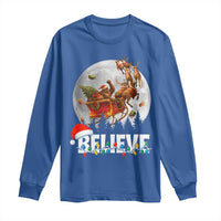 Funny Bigfoot Christmas Long Sleeve Shirt Believe Santa Sasquatch Xmas Reindeer Sleigh - Wonder Print Shop