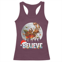 Funny Bigfoot Christmas Racerback Tank Top Believe Santa Sasquatch Xmas Reindeer Sleigh - Wonder Print Shop