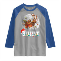Funny Bigfoot Christmas Raglan Shirt Believe Santa Sasquatch Xmas Reindeer Sleigh - Wonder Print Shop