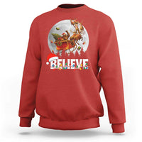 Funny Bigfoot Christmas Sweatshirt Believe Santa Sasquatch Xmas Reindeer Sleigh - Wonder Print Shop
