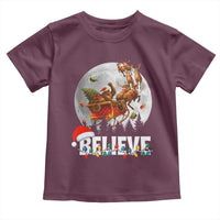 Funny Bigfoot Christmas Toddler T Shirt Believe Santa Sasquatch Xmas Reindeer Sleigh - Wonder Print Shop