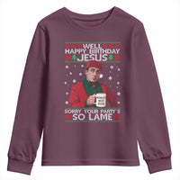Funny Christmas The Office Movie Youth Sweatshirt Well Happy Birthday Jesus Sorry Your Party Is So Lame - Wonder Print Shop