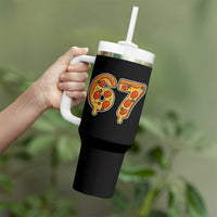 Funny 67 Pizza Lover Tumbler With Handle Six Seven Gen Alpha Slang - Wonder Print Shop