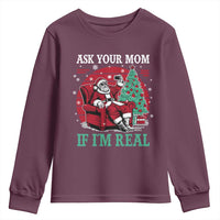 Ask Your Mom If I Am Real Christmas Santa Youth Sweatshirt Funny Dirty Xmas - Wonder Print Shop