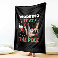 Funny Christmas Naughty Santa Throw Blanket Working It At The Pole - Wonder Print Shop