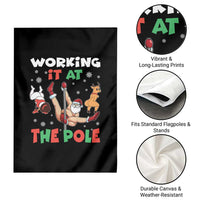 Funny Christmas Naughty Santa Garden Flag Working It At The Pole - Wonder Print Shop