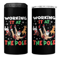 Funny Christmas Naughty Santa 4 in 1 Can Cooler Tumbler Working It At The Pole - Wonder Print Shop
