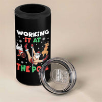 Funny Christmas Naughty Santa 4 in 1 Can Cooler Tumbler Working It At The Pole - Wonder Print Shop