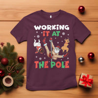 Funny Christmas Naughty Santa T Shirt Working It At The Pole - Wonder Print Shop