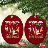 Funny Christmas Naughty Santa Ceramic Ornament Working It At The Pole - Wonder Print Shop
