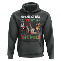Funny Christmas Naughty Santa Hoodie Working It At The Pole - Wonder Print Shop