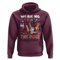 Funny Christmas Naughty Santa Hoodie Working It At The Pole - Wonder Print Shop
