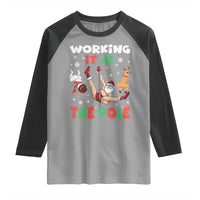 Funny Christmas Naughty Santa Raglan Shirt Working It At The Pole - Wonder Print Shop