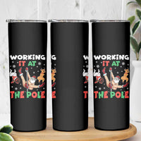 Funny Christmas Naughty Santa Skinny Tumbler Working It At The Pole - Wonder Print Shop