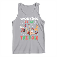 Funny Christmas Naughty Santa Tank Top Working It At The Pole - Wonder Print Shop