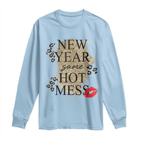 Funny New Year Same Hot Mess Long Sleeve Shirt New Year's Eve Resolutions Red Lips