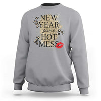 Funny New Year Same Hot Mess Sweatshirt New Year's Eve Resolutions Red Lips - Wonder Print Shop
