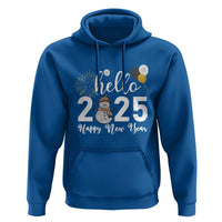 Hello 2025 Happy New Year Hoodie Snowman Firework New Year's Eve