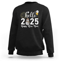 Hello 2025 Happy New Year Sweatshirt Snowman Firework New Year's Eve - Wonder Print Shop