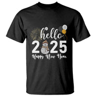 Hello 2025 Happy New Year T Shirt Snowman Firework New Year's Eve - Wonder Print Shop