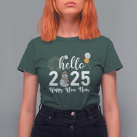Hello 2025 Happy New Year T Shirt For Women Snowman Firework New Year's Eve - Wonder Print Shop