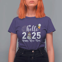 Hello 2025 Happy New Year T Shirt For Women Snowman Firework New Year's Eve - Wonder Print Shop