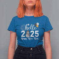 Hello 2025 Happy New Year T Shirt For Women Snowman Firework New Year's Eve - Wonder Print Shop