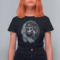 Funny Yule Black Cat Mistletoe Jolakotturinn T Shirt For Women - Wonder Print Shop