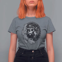 Funny Yule Black Cat Mistletoe Jolakotturinn T Shirt For Women - Wonder Print Shop