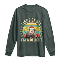 Funny First Of All I'm A Delight Long Sleeve Shirt Angry Opossum Possum Christmas