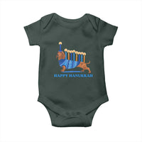 Funny Happy Hanukkah Dachshund Wiener Dog Menorah Baby Onesie