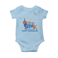 Funny Happy Hanukkah Dachshund Wiener Dog Menorah Baby Onesie