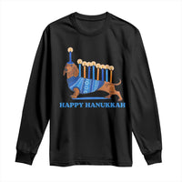 Funny Happy Hanukkah Dachshund Wiener Dog Menorah Long Sleeve Shirt