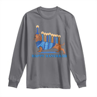 Funny Happy Hanukkah Dachshund Wiener Dog Menorah Long Sleeve Shirt