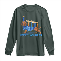 Funny Happy Hanukkah Dachshund Wiener Dog Menorah Long Sleeve Shirt