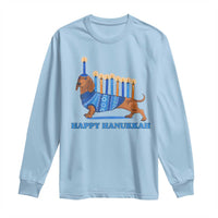 Funny Happy Hanukkah Dachshund Wiener Dog Menorah Long Sleeve Shirt