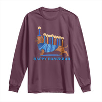 Funny Happy Hanukkah Dachshund Wiener Dog Menorah Long Sleeve Shirt
