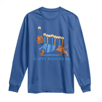 Funny Happy Hanukkah Dachshund Wiener Dog Menorah Long Sleeve Shirt