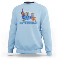 Funny Happy Hanukkah Dachshund Wiener Dog Menorah Sweatshirt - Wonder Print Shop