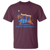 Funny Happy Hanukkah Dachshund Wiener Dog Menorah T Shirt - Wonder Print Shop