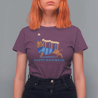 Funny Happy Hanukkah Dachshund Wiener Dog Menorah T Shirt For Women - Wonder Print Shop
