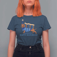 Funny Happy Hanukkah Dachshund Wiener Dog Menorah T Shirt For Women - Wonder Print Shop
