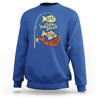Funny Here Fishy Fishy Retro Fisherman Sweatshirt - Wonder Print Shop