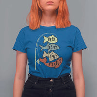 Funny Here Fishy Fishy Retro Fisherman T Shirt For Women - Wonder Print Shop