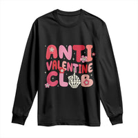 Funny Anti Valentine Club Long Sleeve Shirt Retro Anti Valentine's Day Middle Finger